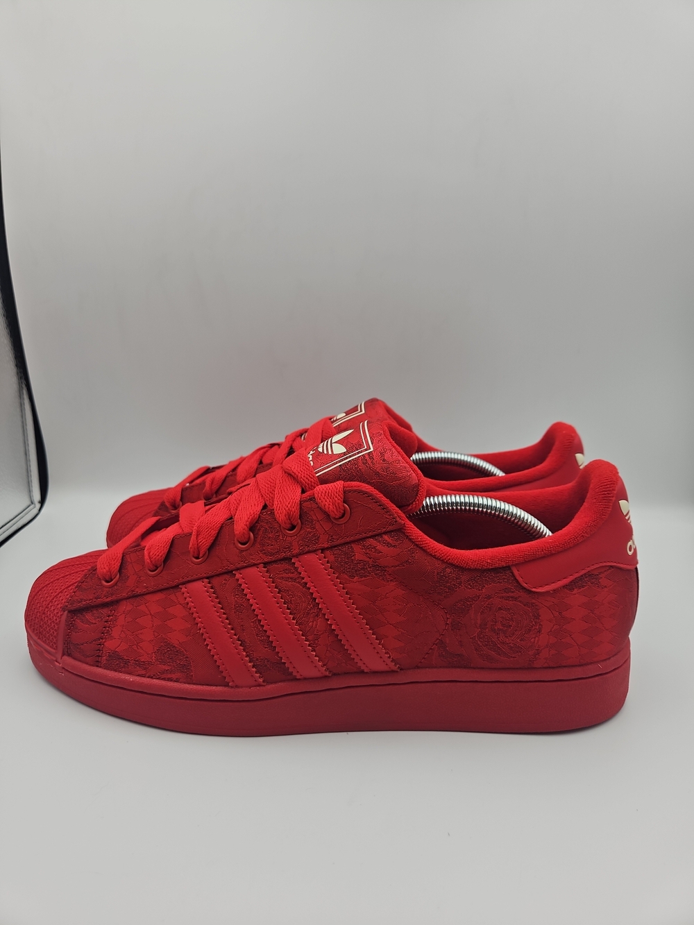 adidas Red Low-Top Lace-Up Sneakers with Tonal Three Stripes